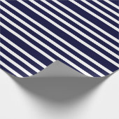 Navy Blue en White Stripes Modern Pattern Cadeaupapier (Hoek)
