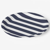 Navy Blue en White Stripes Papieren Bordje (Gekanteld)