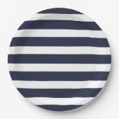 Navy Blue en White Stripes Papieren Bordje (Voorkant)