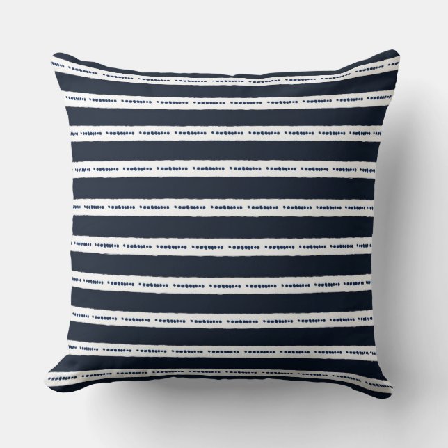 Navy Blue en White Stripes Sierkussen (Voorkant)