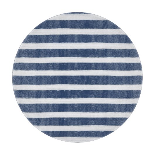 Navy Blue en White Stripes Snijplank (Voorkant)