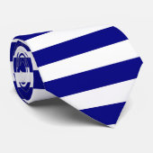Navy Blue en White Stripes Stropdas (Opgerold)