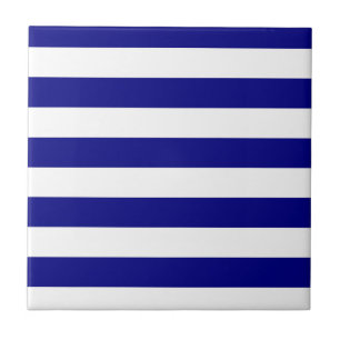 Navy Blue en White Stripes Tegeltje