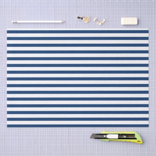 Navy Blue en White Stripes Tissuepapier (Craft)
