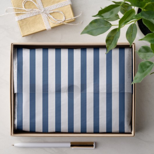 Navy Blue en White Stripes Tissuepapier (Geschenk)