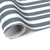 Navy Blue en White Stripes Verjaardag Cadeaupapier (Rol Hoek)