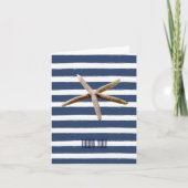 Navy Blue en White Stripes Zeester Dank U Bedankkaart (Voorkant)