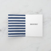 Navy Blue en White Stripes Zeester Dank U Bedankkaart (Binnen)