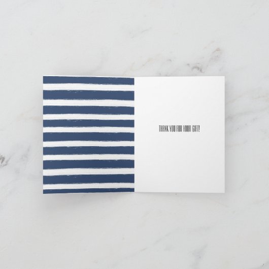 Navy Blue en White Stripes Zeester Dank U Bedankkaart (Binnen)