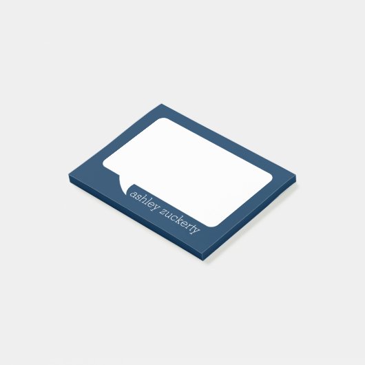 Navy Blue en White Talk Bubble Persoonlijke naam Post-it® Notes (Schuin)