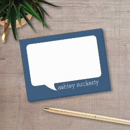 Navy Blue en White Talk Bubble Persoonlijke naam Post-it® Notes