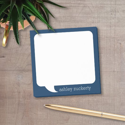 Navy Blue en White Talk Bubble Persoonlijke naam Post-it® Notes