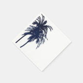 Navy Blue en White Tropical Palm Tree Servet (Hoek)