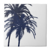 Navy Blue en White Tropical Palm Tree Tegeltje (Voorkant)