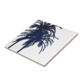 Navy Blue en White Tropical Palm Tree Tegeltje (Zijkant)