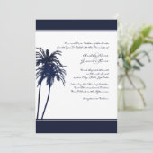 Navy Blue en White Tropical Palms Invitation Kaart (Staand voorkant)