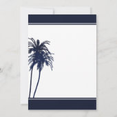Navy Blue en White Tropical Palms Invitation Kaart (Achterkant)
