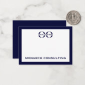 Navy Blue en White Typographic Business Logo Notitiekaartje (Voorkant / Achterkant in situ)