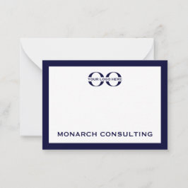Navy Blue en White Typographic Business Logo Notitiekaartje