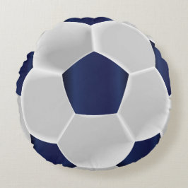 Navy Blue en White Voetbal Rond Kussen