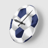 Navy Blue en White Voetbal Ronde Klok (Hoek)