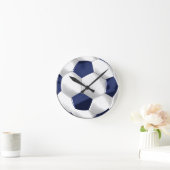 Navy Blue en White Voetbal Ronde Klok (Huis)