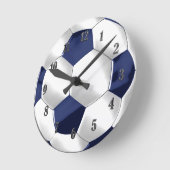 Navy Blue en White Voetbal Ronde Klok (Hoek)