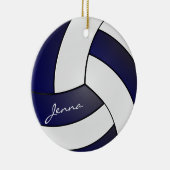 Navy Blue en White Volleyball 🏐 | DIY-naam Keramisch Ornament (Rechts)