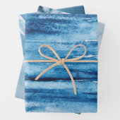 Navy Blue en White Waterverf Painterly Abstract Inpakpapier Vel (In situ)