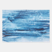 Navy Blue en White Waterverf Painterly Abstract Inpakpapier Vel (Voorkant)