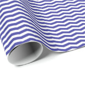 Navy Blue en White Wavy Stripes Cadeaupapier (Rol Hoek)