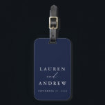 Navy Blue en White Wedding Personalized Bagagelabel<br><div class="desc">Prachtig,  aangepast blauw bagagelabel voor de marine. Perfect geschenk voor de pasgetrouwden in je leven!</div>