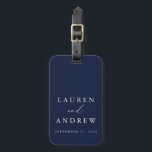 Navy Blue en White Wedding Personalized Bagagelabel<br><div class="desc">Prachtig,  aangepast blauw bagagelabel voor de marine. Perfect geschenk voor de pasgetrouwden in je leven!</div>