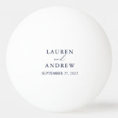 Navy Blue en White Wedding Personalized Pingpongbal (Achterkant)