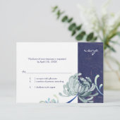 Navy Blue en White Wedding RSVP (Staand voorkant)
