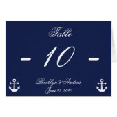 Navy Blue en White Wedding Table Numbers (Voorkant Horizontaal)