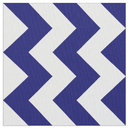Navy Blue en White Zigzag Geometric Fabric Stof