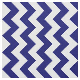 Navy Blue en White Zigzag Geometric Fabric Stof