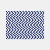 Navy Blue en White Zigzag Stripes Chevron Pattern Fleece Deken (Voorkant (Horizontaal))