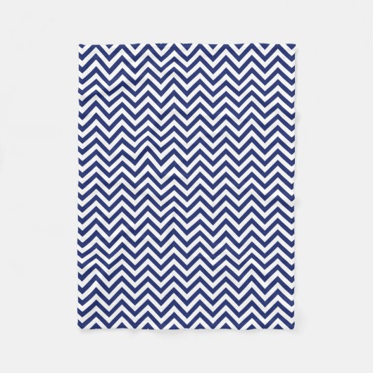 Navy Blue en White Zigzag Stripes Chevron Pattern Fleece Deken (Voorkant)