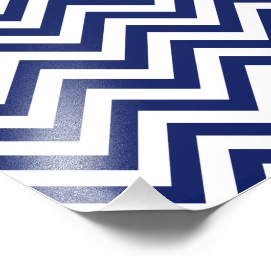 Navy Blue en White Zigzag Stripes Chevron Pattern Foto Afdruk (Hoek)