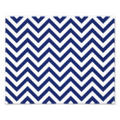 Navy Blue en White Zigzag Stripes Chevron Pattern Foto Afdruk (Voorkant)