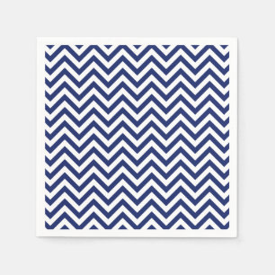 Navy Blue en White Zigzag Stripes Chevron Pattern Servet