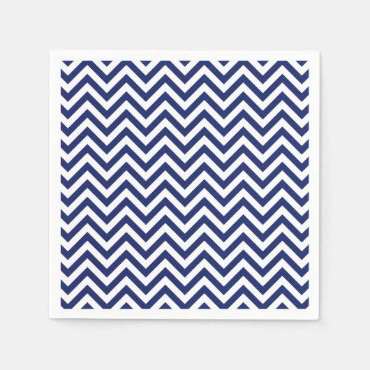 Navy Blue en White Zigzag Stripes Chevron Pattern Servet (Voorkant)