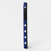 Navy blue en witte polka-stippen met aqua-monogram Case-Mate iPhone case (Achterkant/links)