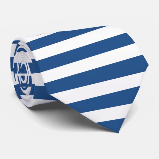 Navy-Blue en witte strepen met nautische octopus Stropdas (Opgerold)