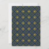 Navy Blue en Yellow Bird Cage on Tree Invitation Kaart (Achterkant)