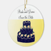 Navy Blue en Yellow Cake Save the Date Keramisch Ornament (Links)