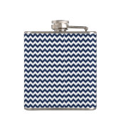 Navy Blue en Yellow Chevron Monogram Heupfles (Achterkant)