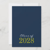 Navy Blue en Yellow Classic 2 Foto Afstuderen Kaart (Achterkant)